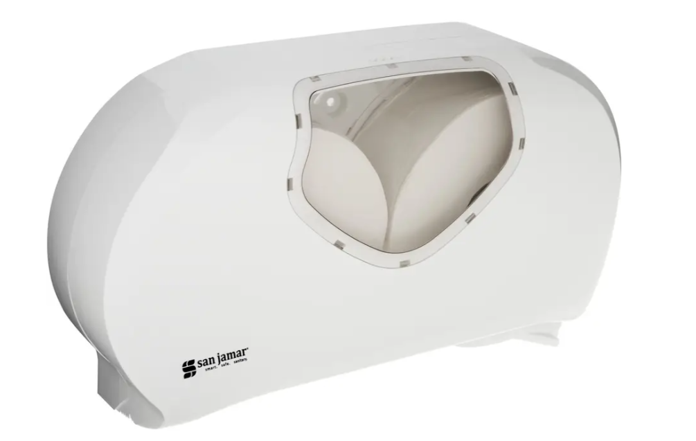 SJ-R4070WHCL DISTRIBUTEUR DE PAPIER HYGIÉNIQUE JUMBO DOUBLE 9'' BLANC/TRANSPARENT