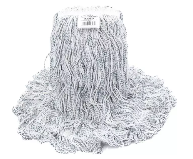 AG-1753 MOPPE À CIRER 20OZ BLANCHE DE FINITION SATIN 20OZ BRINS BOUCLÉS AVEC BANDE ÉTROITE