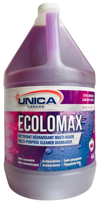 UNICA-NECO04 ''ECOLOMAX'' NETTOYANT DÉGRAISSEUR INDUSTRIEL ANTIBACTÉRIEN 4L