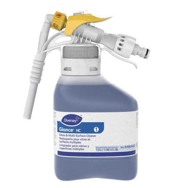 93063402 ''GLANCE HC'' NETTOYANT À VITRES ET AUTRES SURFACES AVEC AMONIAQUE ''FORMULE RTD'' VENDU 2X1.5L/CAISSE