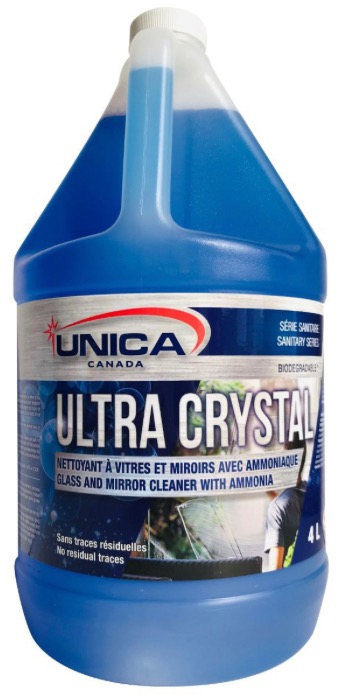 UNICA ULTRA CRYSTAL NETT.VITRE+MIROIR  4L AVEC AMMONIAQUE (BLEU)