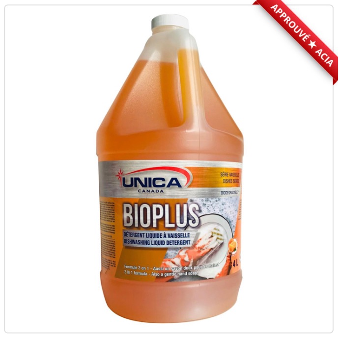 UNICA-NPLU04 ''BIOPLUS'' SAVON À VAISSELLE ORANGE ULTRA-CONCENTRÉ 30% 4L
