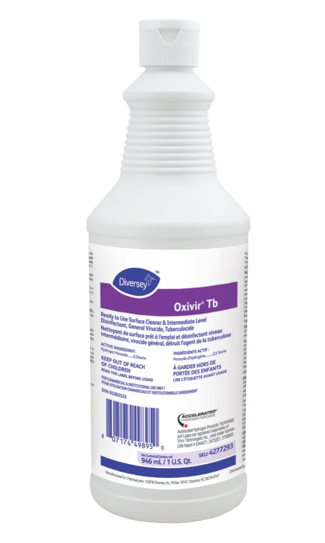 4277293 ''OXIVIR TB'' DÉSINFECTANT AVEC PEROXYDE D'HYDROGÈNE RTU VENDU 12X946ML/CAISSE