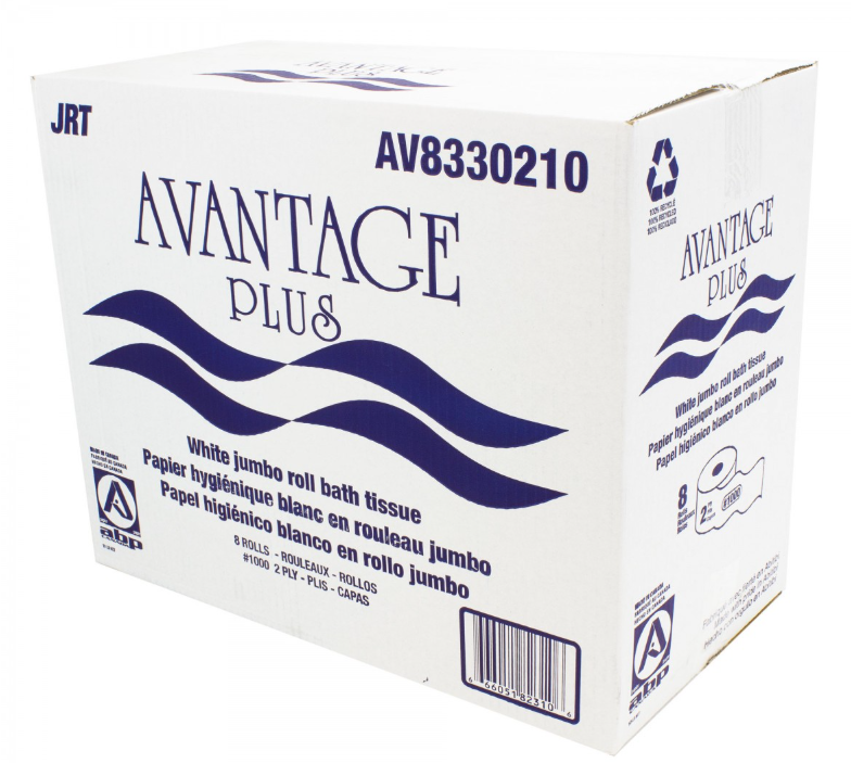 ABP-AV8330210 PAPIER HYGIÉNIQUE JUMBO 2 PLIS 8RLX10LBS