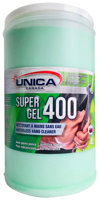 UNICA-404 ''SUPER GEL 400'' NETTOYANT À MAINS EN PÂTE AVEC ABRASIF VERT 4L 