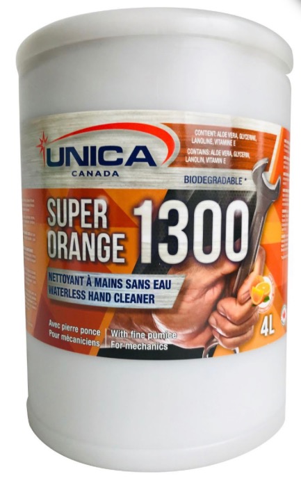 UNICA-1304J ''SUPER ORANGE 1300'' NETTOYANT À MAINS AVEC PIERRE PONCE *JUG* 4L