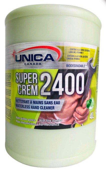 UNICA-2402 ''SUPER CREM 2400'' NETTOYANT À MAINS AVEC PIERRE PONCE VERT PÂLE 2.5L