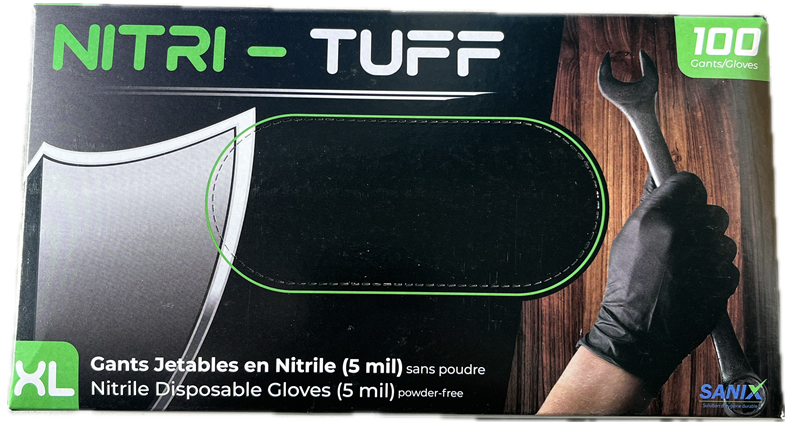 GANTS NITRILE EXTRA-LARGE NOIR 4MILL 100/BOITE