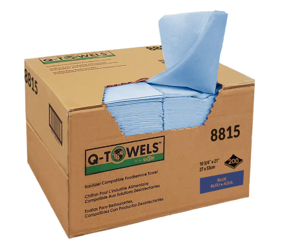 GLB-8815 Q-TOWELS SERVIETTE ALIMENTAIRE 10.75''X21'' BLEU 200/CAISSE