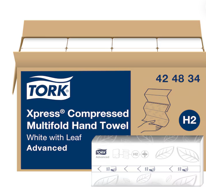 TORK-424834 PAPIER A MAIN MULTIPLIES BLANC COMPRESSÉS XPRESS 12X250/CAISSE