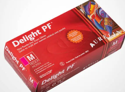 ''DELIGHT PF'' GANTS VINYLE MÉDIUM BLEU 4MIL 100/BOITE