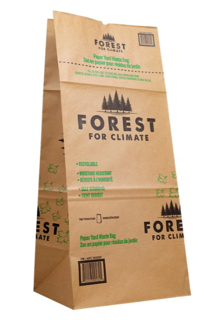''FOREST FOR CLIMATE'' SAC À FEUILLES/GAZON EN PAPIER 30 GALLONS (110L-113.5L) VENDU 25/PAQUET