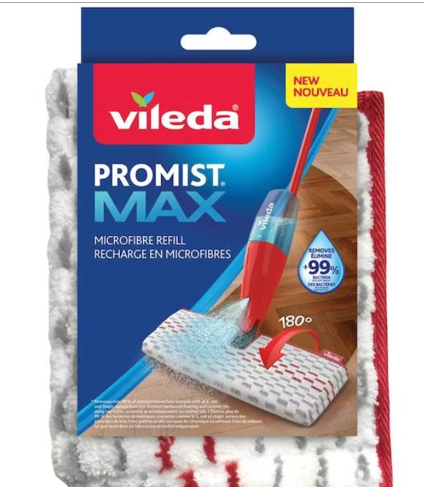 VILEDA-151060 TAMPON MICROFIBRE À POCHETTE 15.7''