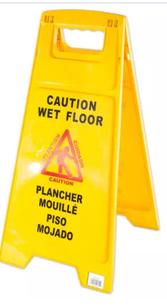 AG-J129 PANCARTE ''AVERTISSEMENT PLANCHER MOUILLÉ'' TRILINGUE: ANGLAIS/ESPAGNOL/FRANÇAIS