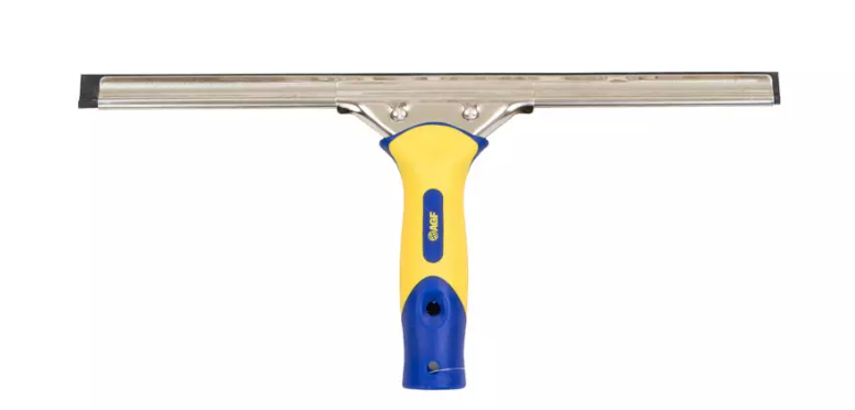 AG-46618 RACLETTE À VITRES 18'' COMPLÈTE EN INOX AVEC POIGNÉE BLEUE ET JAUNE