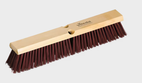 VILEDA-134475 BALAI BROSSE 36'' FIBRE RIGIDE ROUGE AVC BLOC EN BOIS 