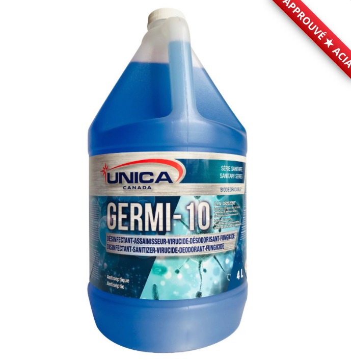 UNICA-NGRM04 ''GERMI-10'' DÉSINFECTANT, ASSAINISSEUR ET DÉSODORISANT EN UNE SEULE ÉTAPE 4L